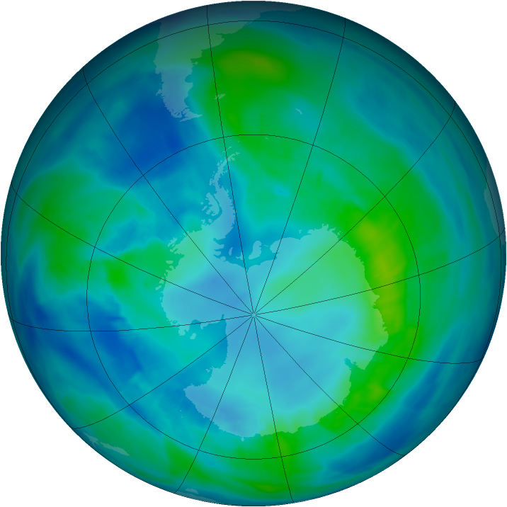 Antarctic ozone map for 19 April 2014